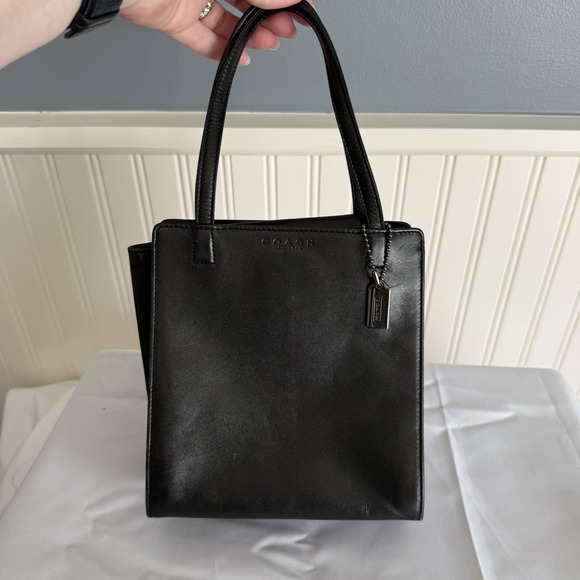 Coach Handbags - Vintage Coach Black Mini Tote Top Handle Silver Hardware 6152 Bag Purse